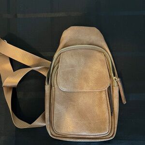 Tan Leather Womens  Crossbody Bag